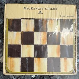 MacKenzie-Childs Courtly Check New Unopened Cork Backed Coasters Set of 4